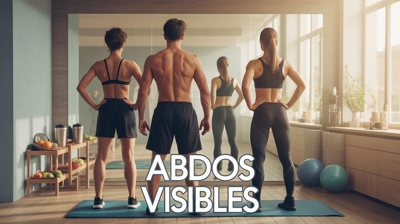 Scène dynamique abdos visibles homme femme nutrition sport