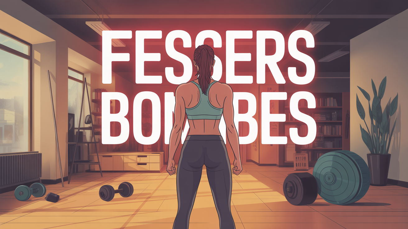 Femme sportive de dos en salle, fessiers bombés, ambiance motivante