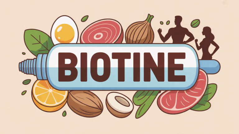 illustration biotine vitamine aliments energie cheveux peau ongles