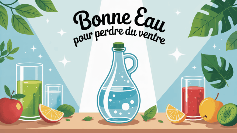 illustration bouteille eau pour perdre du ventre fruits verres