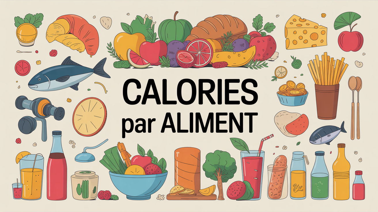 Tableau coloré calories par aliment nutrition sportive