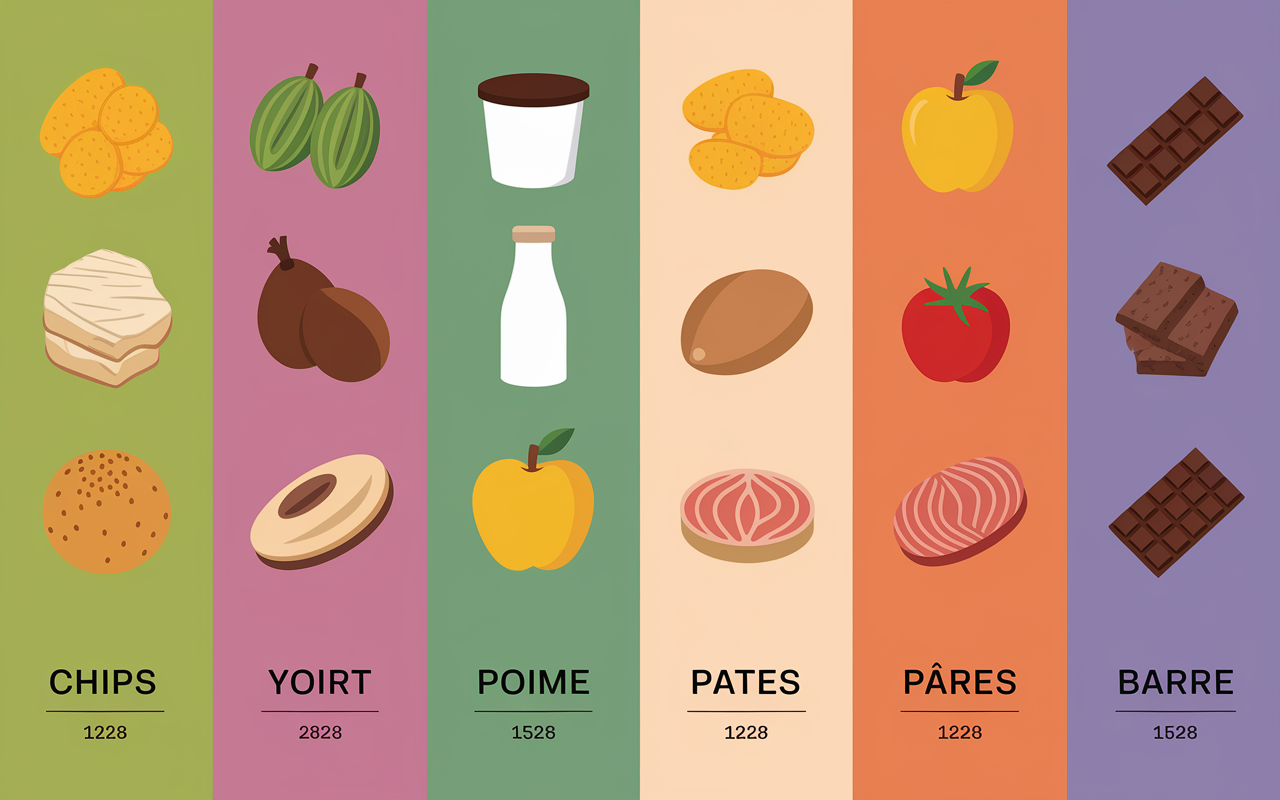 tableau graphique calories aliments courants