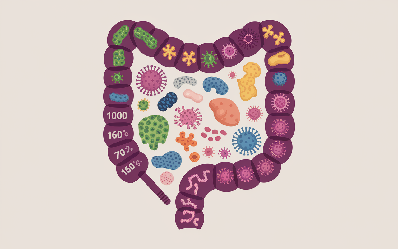 Coupe intestin illustrant diversité microbiote