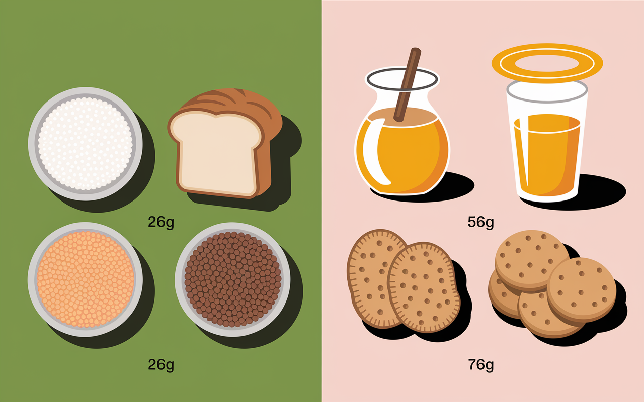 Comparatif aliments glucides complexes et simples