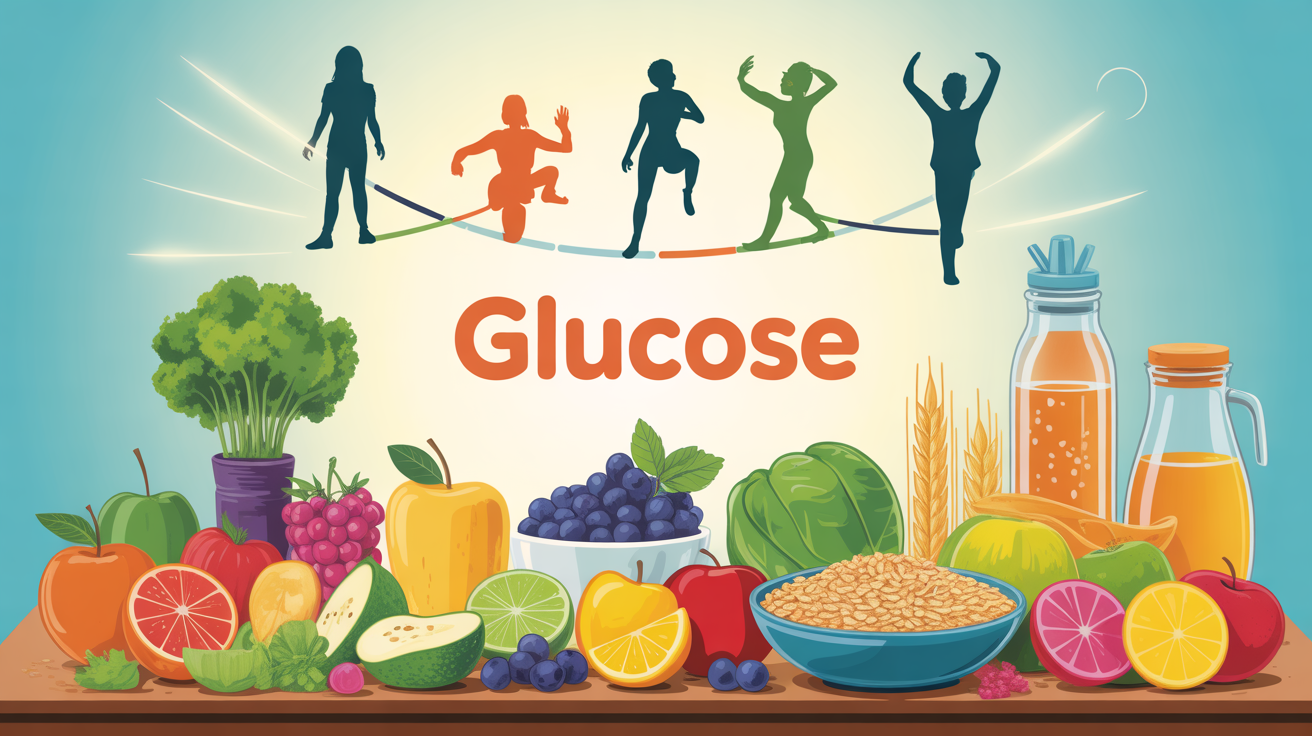 Vue aliments riches en glucose et énergie