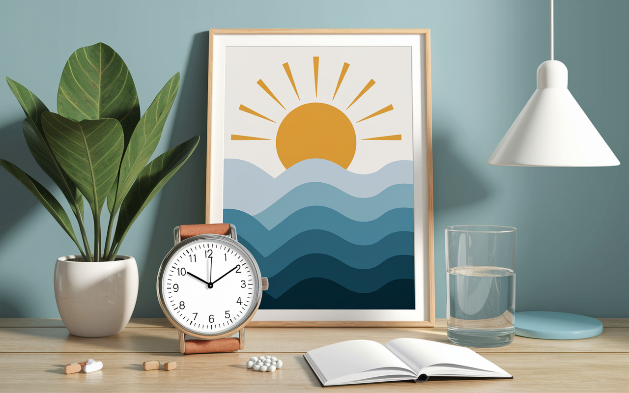montre pilule zinc verre d'eau symbole matin