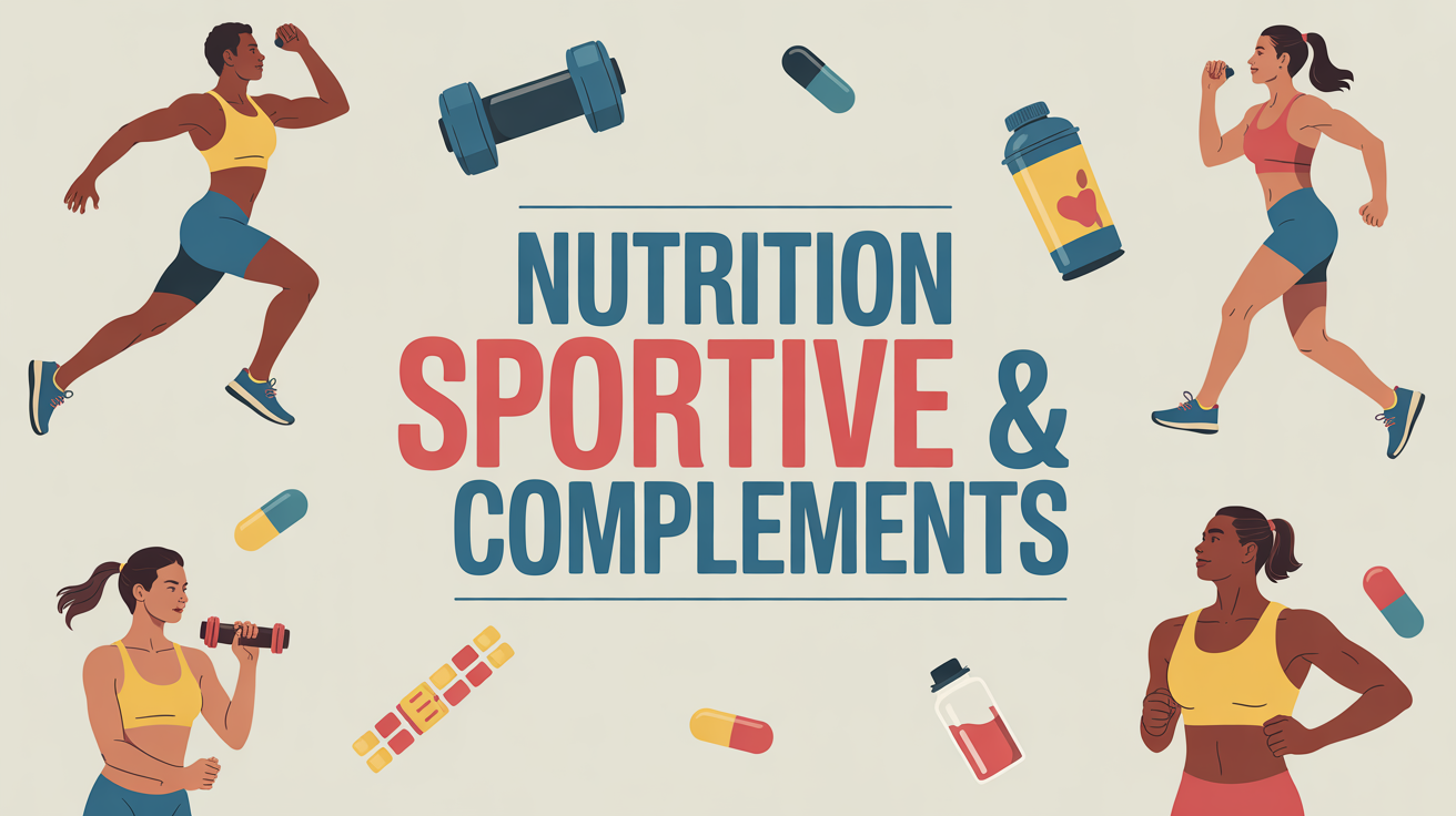 illustration nutrition sportive silhouettes shaker barres compléments