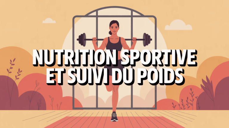 illustration nutrition sportive suivie du poids devant balance