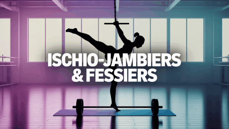 Salle musculation soulevé de terre jambes semi-tendues ischio-jambiers fessiers