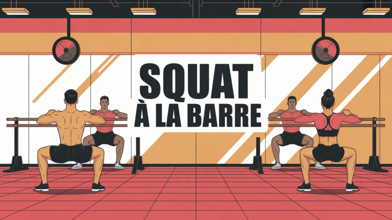 salle fitness squat a la barre silhouettes miroir