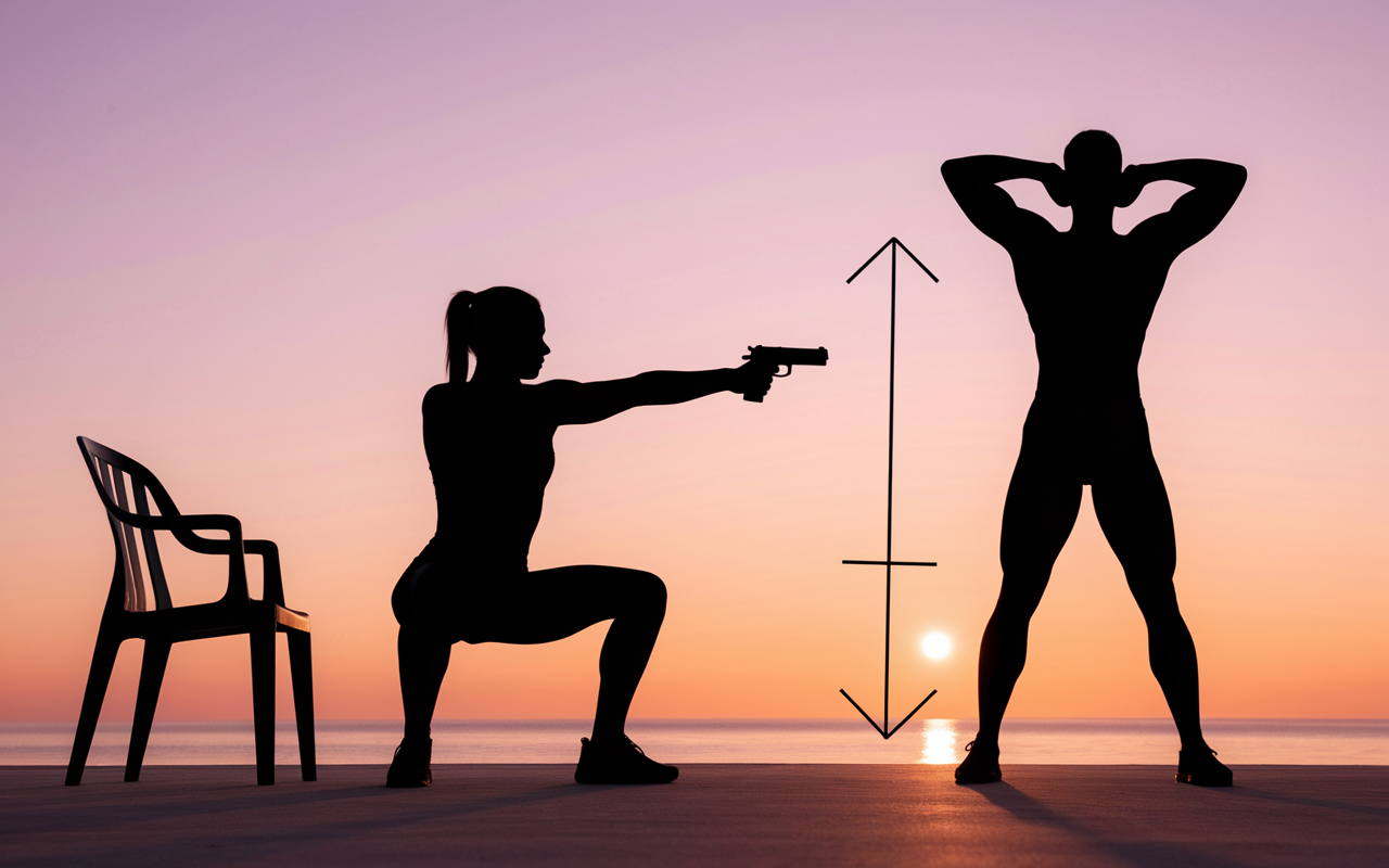pistol squat assisté échauffement cheville