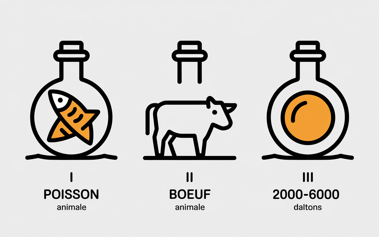 types sources collagene marin bovin aviaire