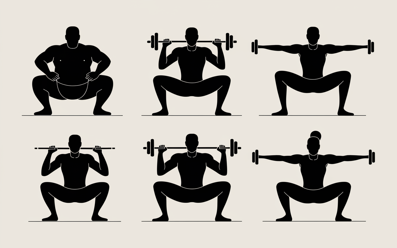 illustration variantes squat poids du corps