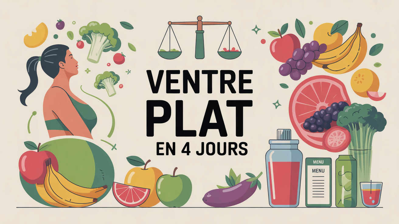 Ventres plat en 4 jours illustration menu fruits légumes