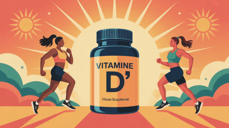 Boite de vitamine D Inkospor avec silhouettes sport et rayons soleil
