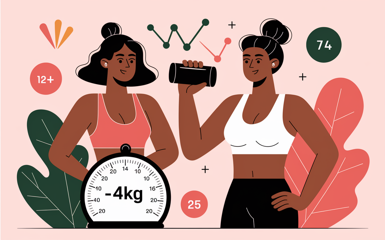 Femmes et balance minus 4kg avec shaker pour whey proteine femme