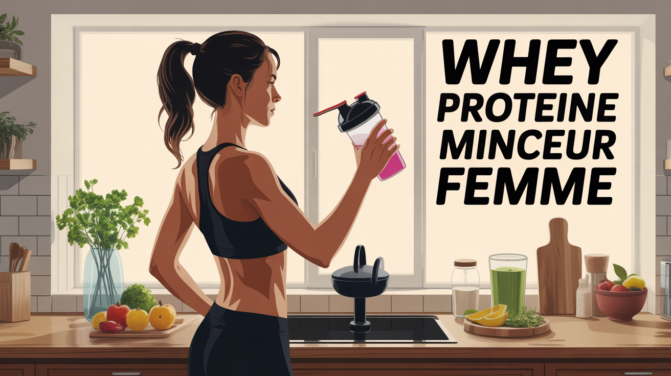 Femme silhouette sportive préparant un shaker whey proteine minceur femme