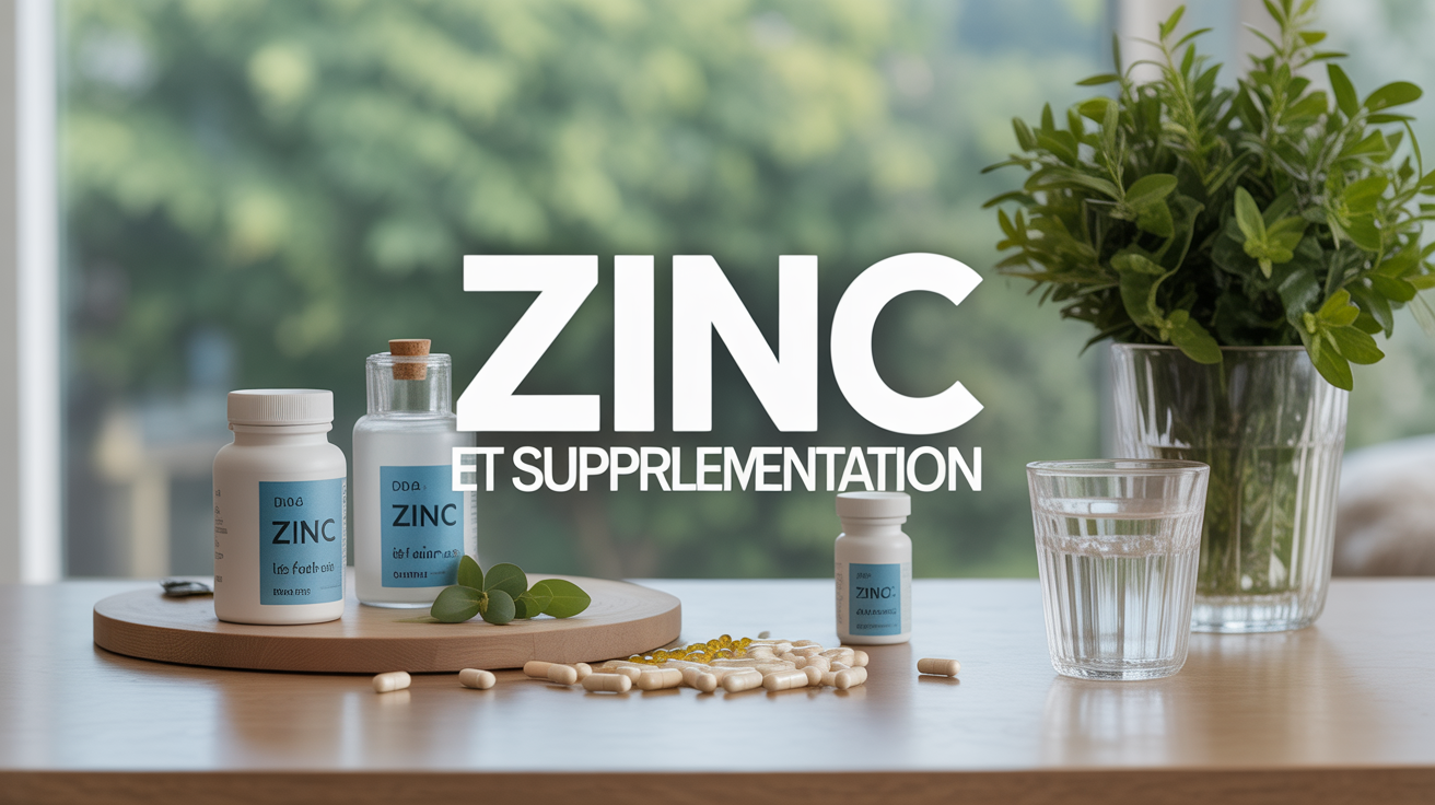 flacons de zinc pilules sur table sportive santé