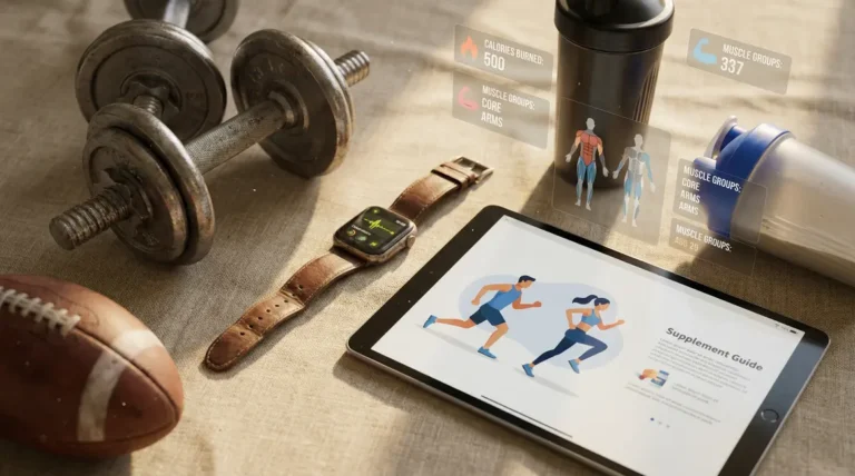 Accessoires de sport avec compléments brûleur de graisse sur fond neutre