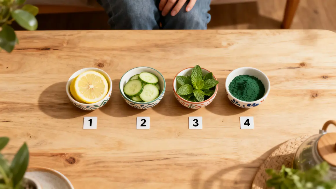 bols ingrédients detox citron concombre menthe spiruline