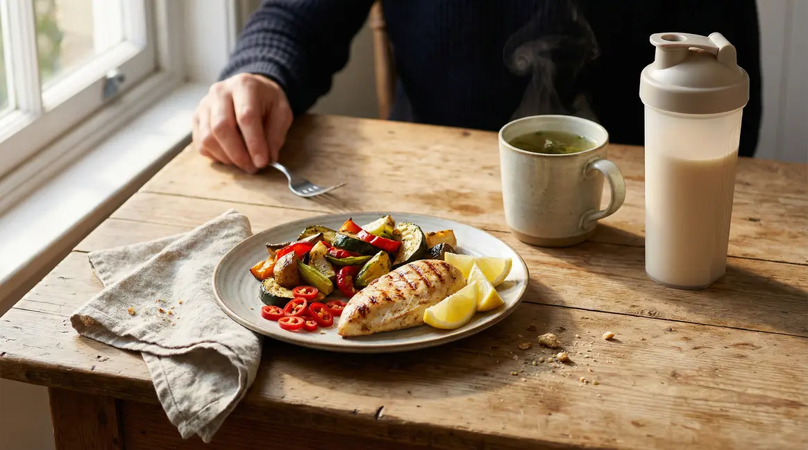 Assiette équilibrée avec aliments brûleurs de graisse pour sportif