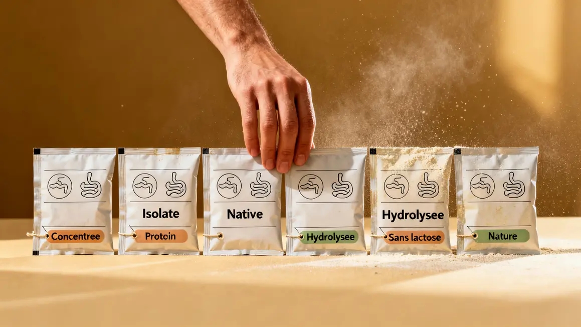 sachets whey proteine differents types visuel