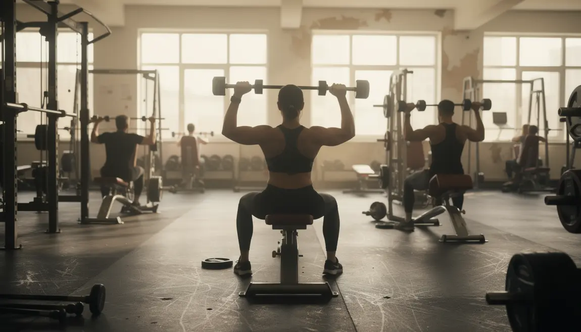 Personnes travaillant les trapèzes en salle, focus posture