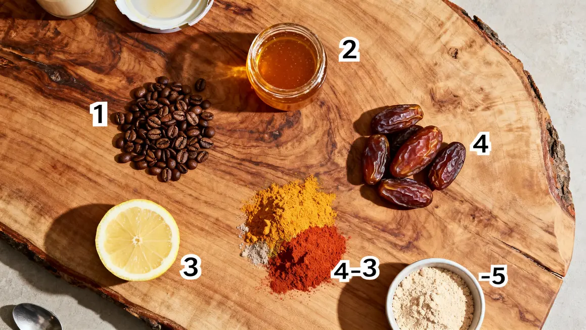 ingredients preworkout maison cafe miel dattes proteines citron