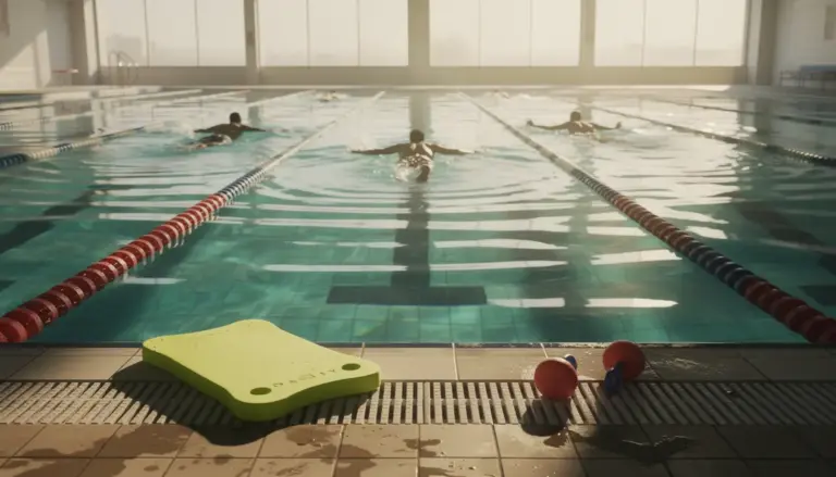 technique brasse piscine avec accessoires planche et pull-buoy