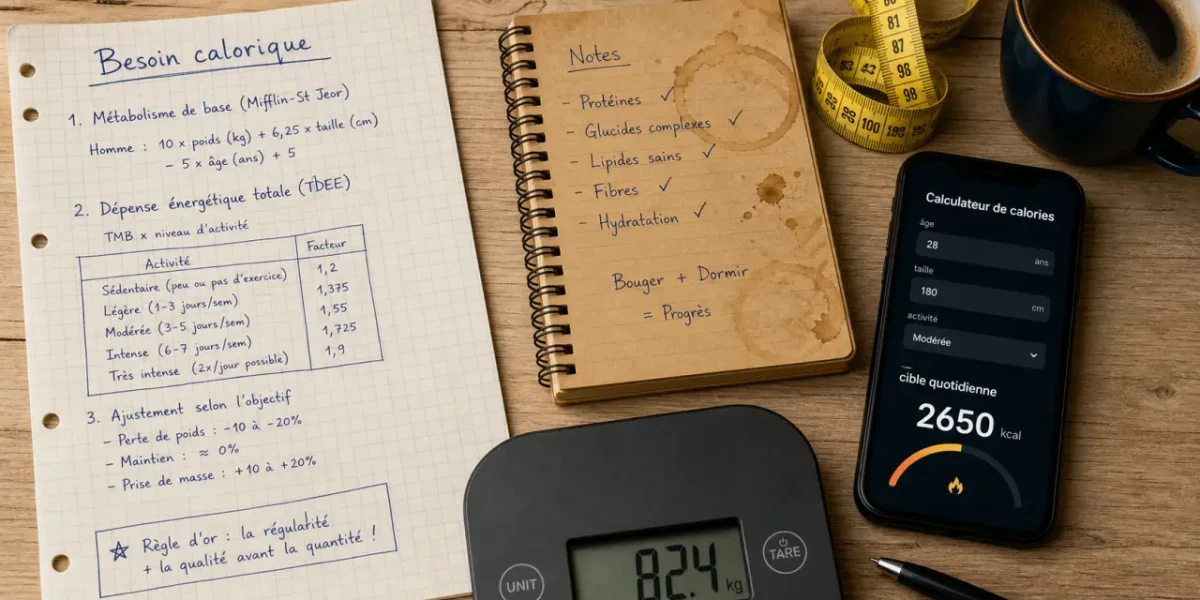 Besoin journalier calories calcul : cible quotidienne selon activité réelle