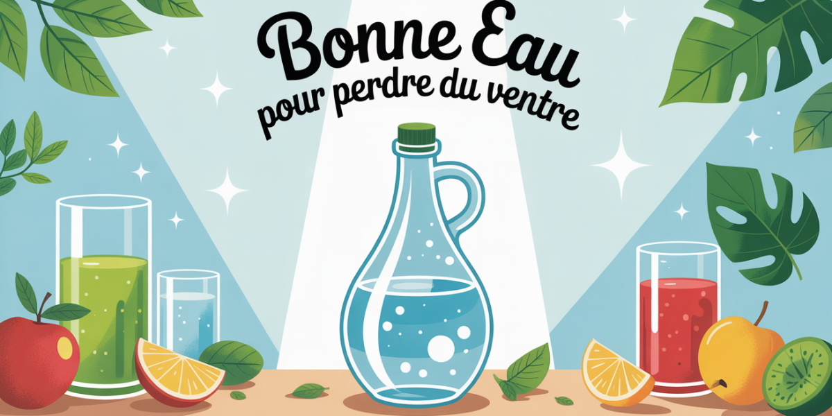 illustration bouteille eau pour perdre du ventre fruits verres