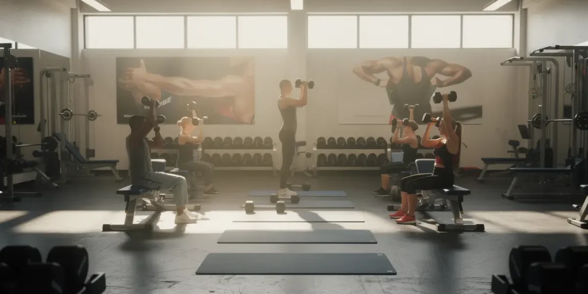 Personnes en salle de gym renforçant leurs bras