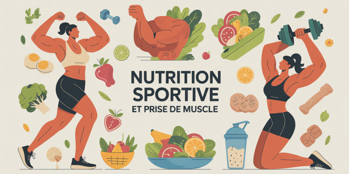 Illustration balance nutrition sportive, aliments et sportifs