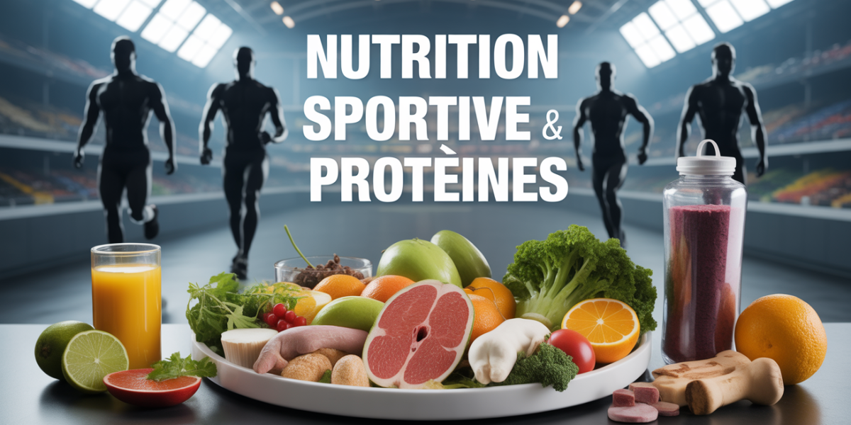 Assiette sportive avec aliments animaux et vegetaux en nutrition proteine