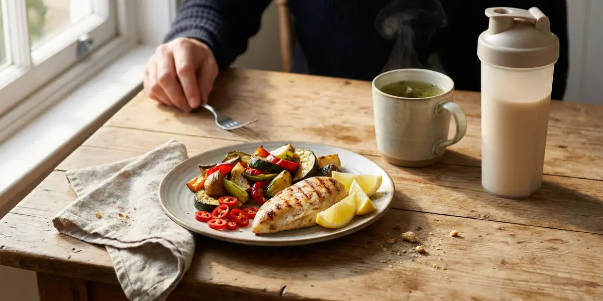 Assiette équilibrée avec aliments brûleurs de graisse pour sportif