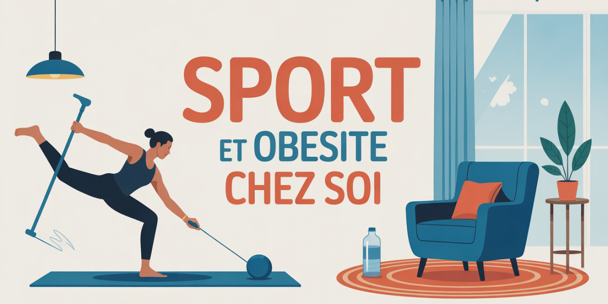 illustration sport a domicile personne obese chaise tapis bouteille