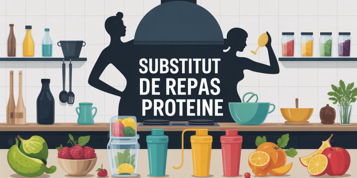 Scène cuisine moderne substitut de repas proteine personnes actives