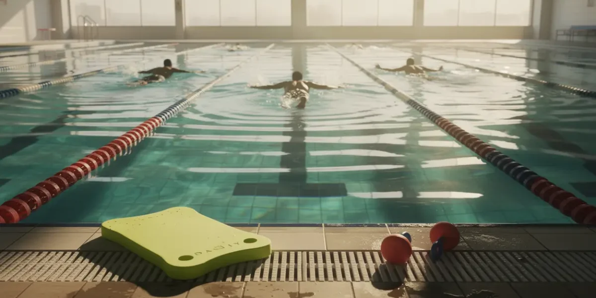 technique brasse piscine avec accessoires planche et pull-buoy