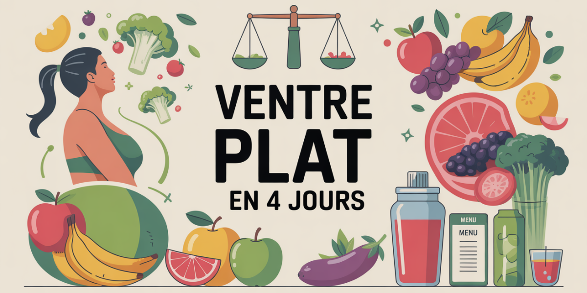 Ventres plat en 4 jours illustration menu fruits légumes