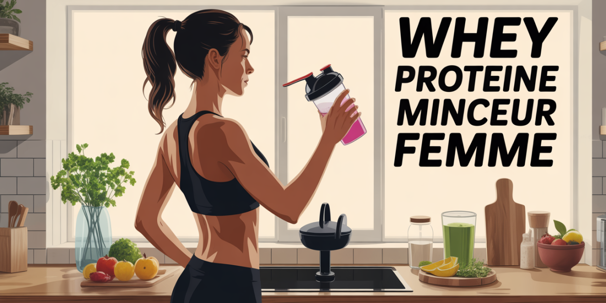 Femme silhouette sportive préparant un shaker whey proteine minceur femme