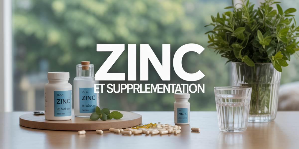 flacons de zinc pilules sur table sportive santé